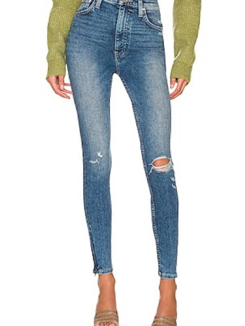 Hudson Jeans Medium Blue Distressed High-Rise Skinny